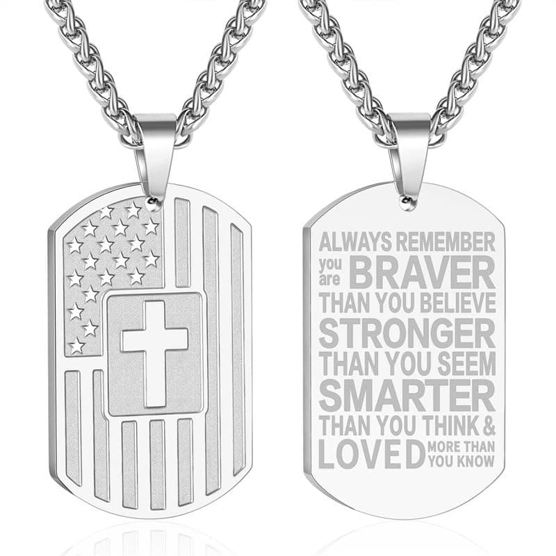 Brave Tour Men's Titanium Steel Cross Necklace