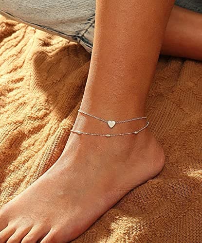 Fesciory Women's Gold Alloy Heart Anklet Bracelet