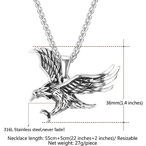 Retro Black Stainless Steel U7 Animal Pendant Necklace for Men & Women Cool Gift