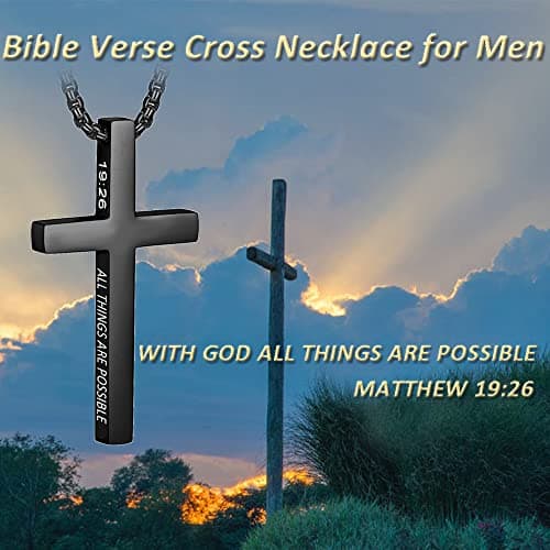 ZRAY Men's Inspirational Stainless Steel Cross Pendant Necklace 22+2inch Christian Jewelry