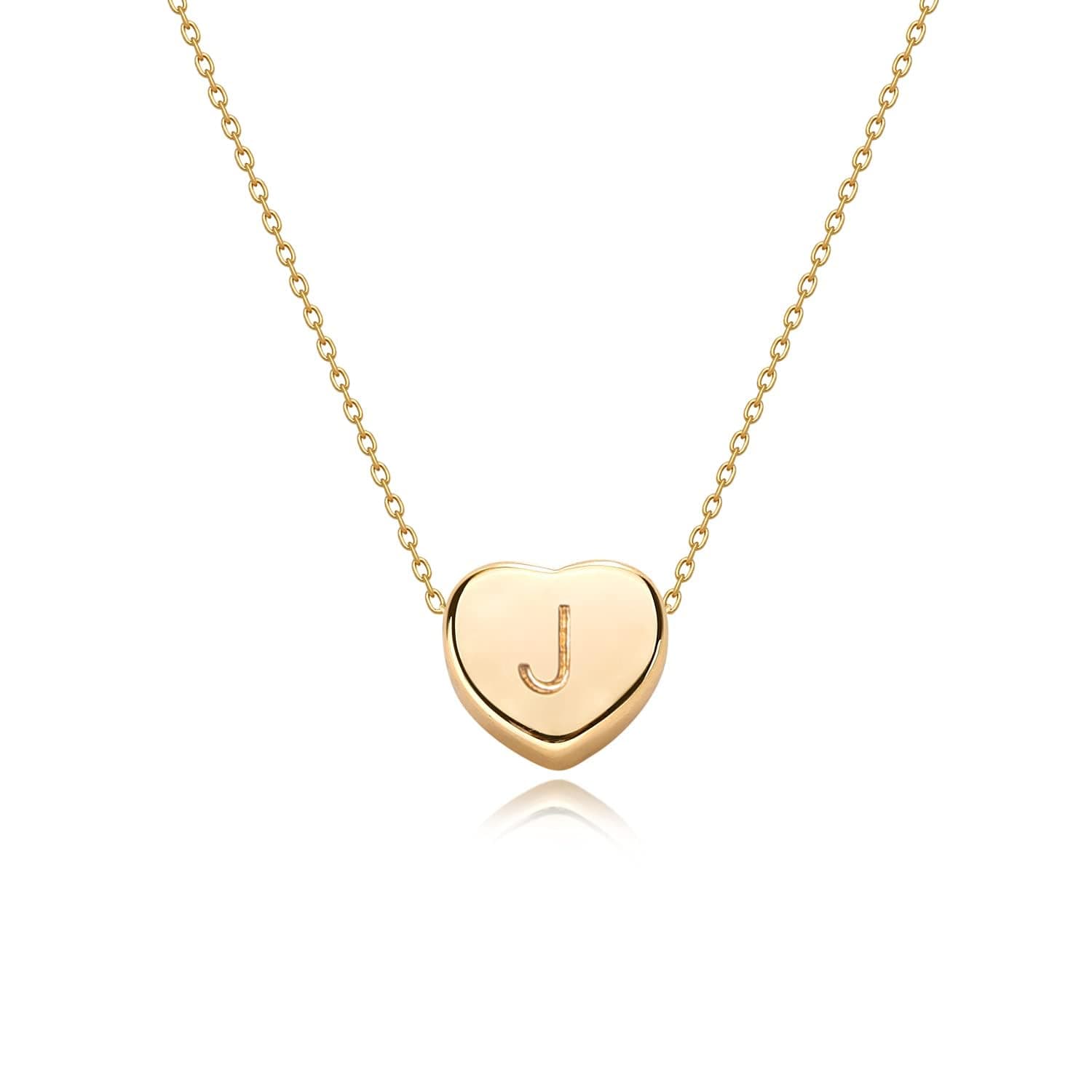 Fettero Tiny Gold Initial Heart Necklace 14K Gold Plated