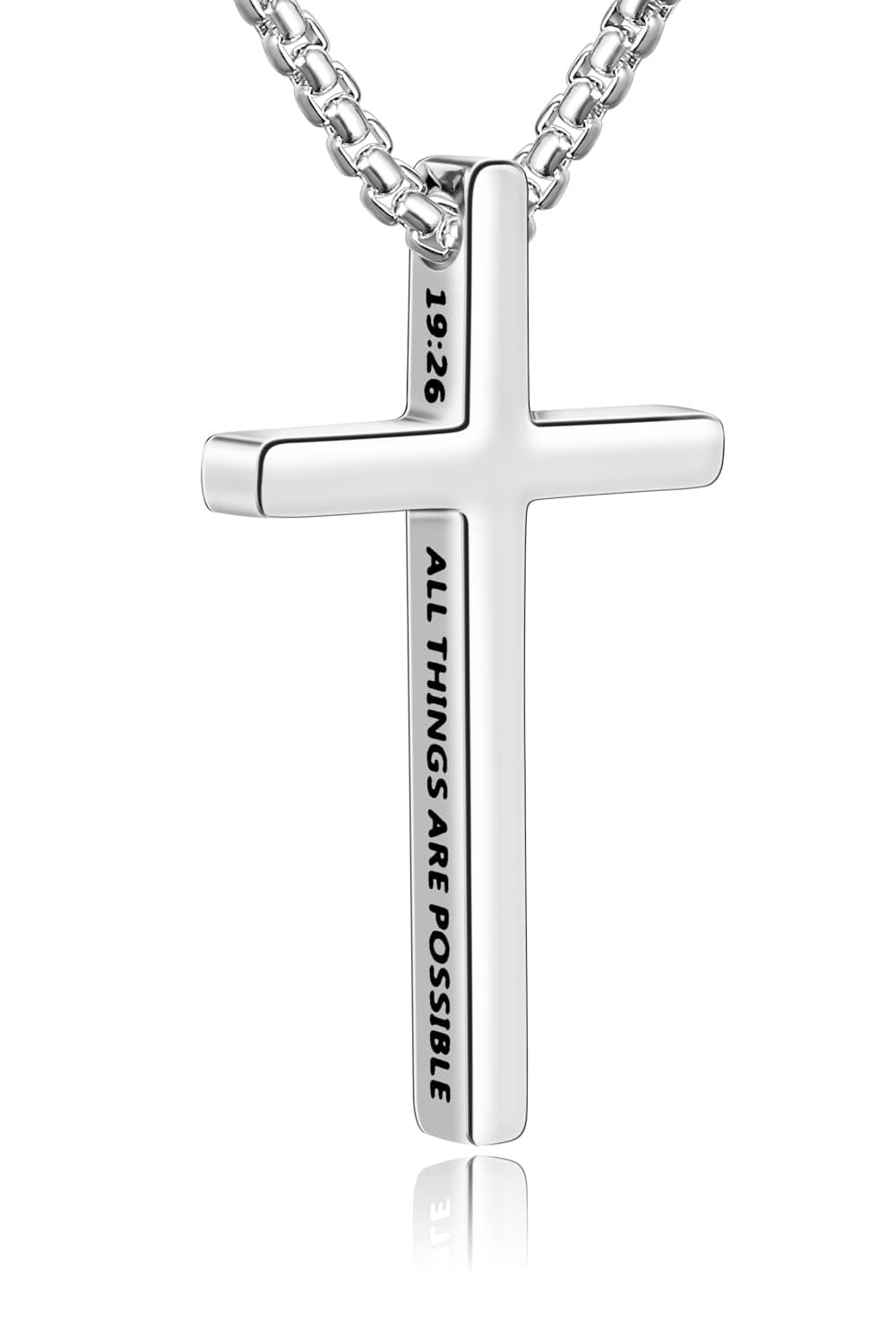 Fiusem Men's Inspirational Bible Verse Stainless Steel Cross Necklace