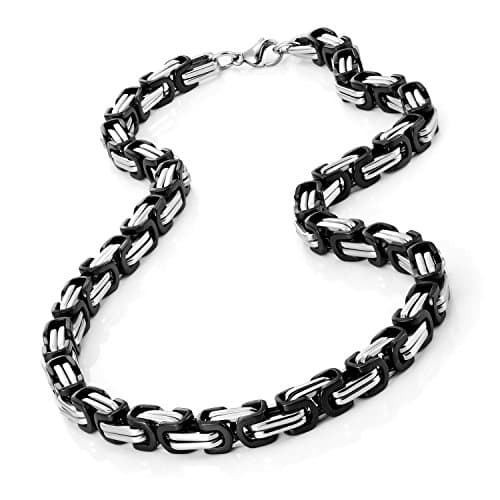 Stylish Mechanic Stainless Steel Men's Necklace - Silver & Black Chain (18,21,23 Inches)