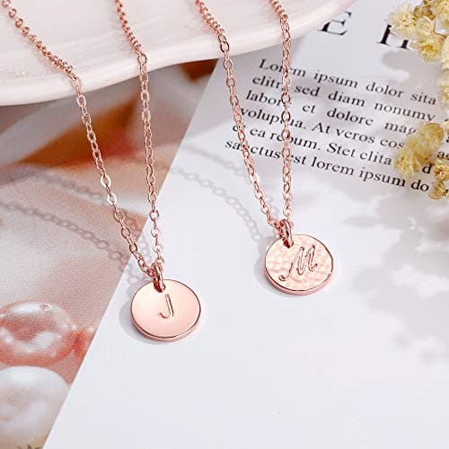 Hidepoo Daughter Gifts - Personalized 14K Gold Filled Disc Initial Necklace Jewelry