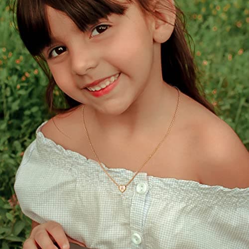 Hidepoo 14K Gold Filled Heart Initial Necklaces for Girls