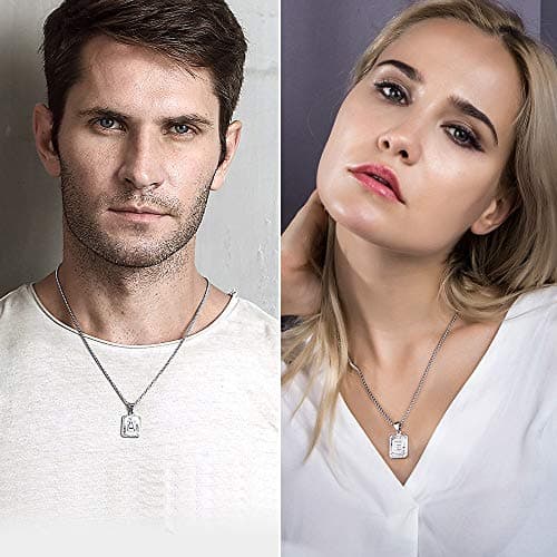 Trendsmax Initial Pendant Necklace Mens/Womens White Gold Plated Stadium Chain 22inch