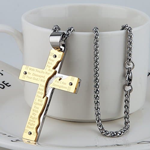 HZMAN Men's Stainless Steel Jesus Crucifix Pendant Necklace