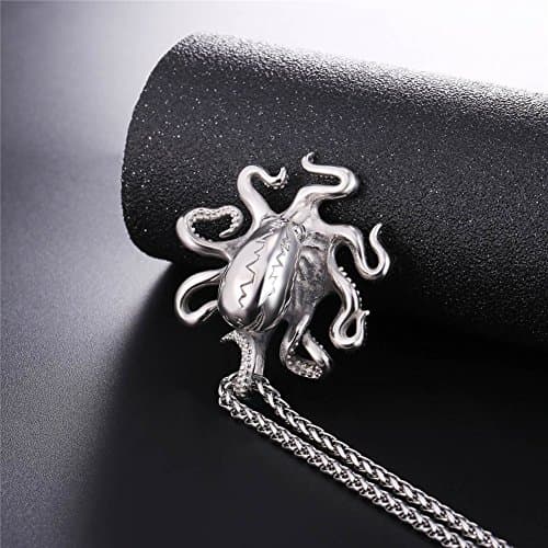 Stainless Steel U7 Skull Pendant Necklace - Gothic Punk Jewelry with 22-24 Inch Chain