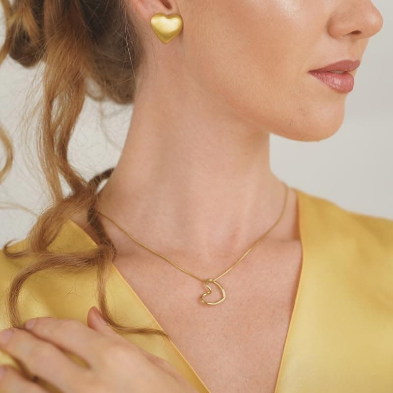 Hypoallergenic Heart Gold I Love You Necklace for Mothers' Birthday