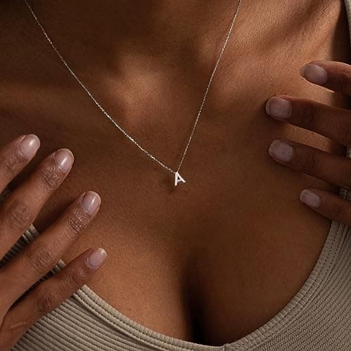 Hayopi Dainty Silver Initial Necklace for Women