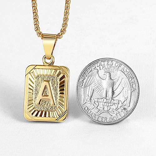 Trendsmax Yellow Gold Plated Stainless Steel A-Z Letter Necklace Mens Womens