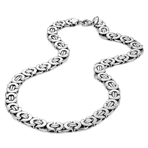 Urban Jewelry Mechanic Style Wide Silver Men's Necklace (19, 21, 23 inches, 11 mm)