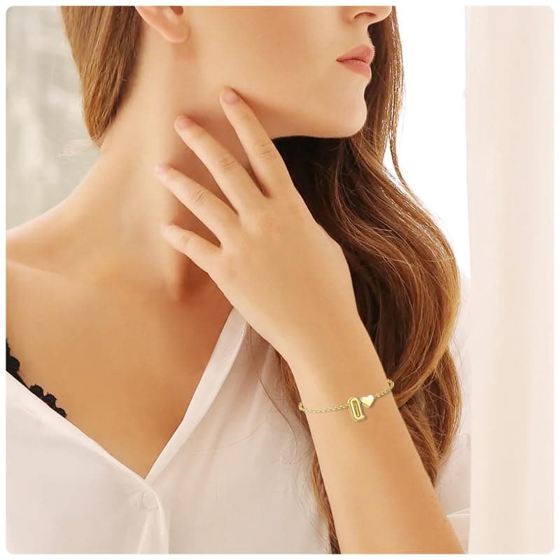 Seaield Women's 14K Gold Plated Personalized Initial Bracelet Trendy Gift
