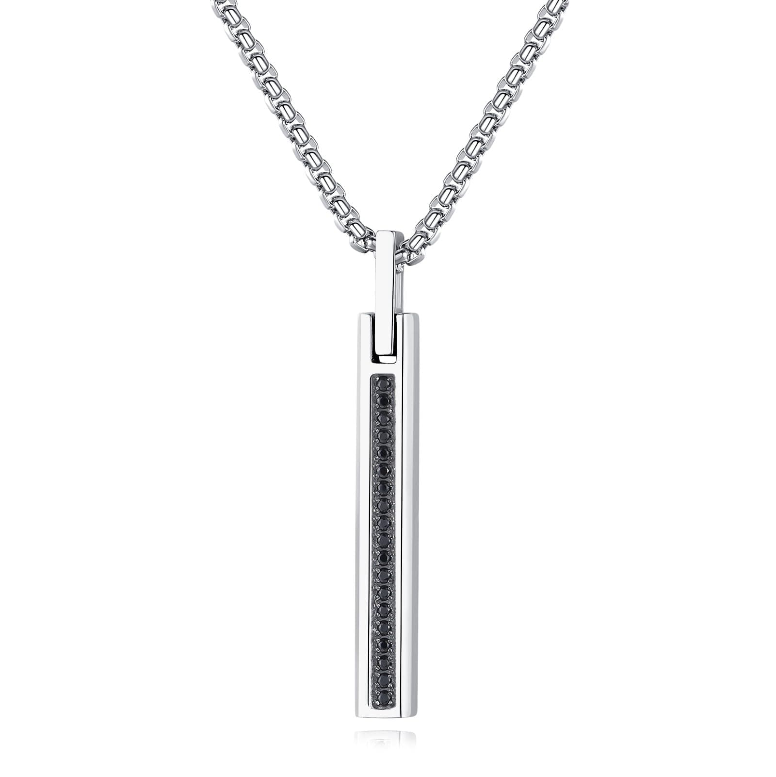 COAI CZ Paved Simple Men's Stainless Steel Silver/Gold Necklace, 20-24" Chain