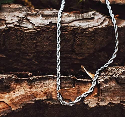 Stainless Steel 925 Silver Twist Rope Necklace 14-30 Inches