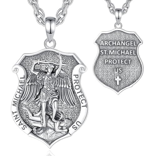 EUDORA 925 Sterling Silver Crucifix Pendant Necklace with Bible Verse Amulet