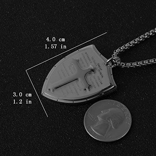 HZMAN Shield of Faith Cross Pendant Necklace