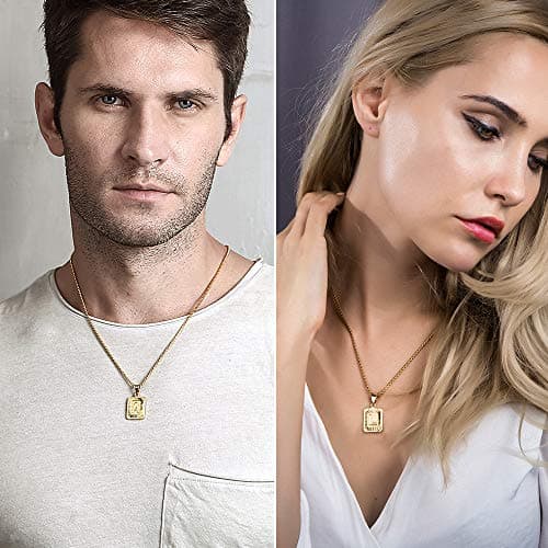 Trendsmax Yellow Gold Plated Stainless Steel A-Z Letter Necklace Mens Womens