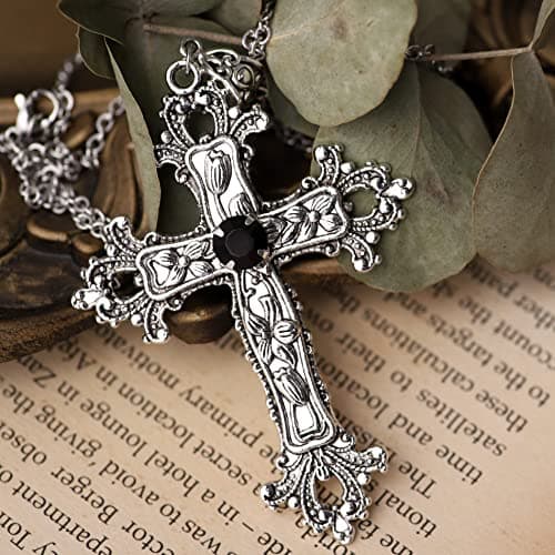 Sacina Gothic Cross Necklace, Zinc Alloy Pendant, Gift for Men & Women