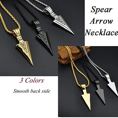 Men's U7 Stainless Steel 18K Gold Plated Arrowhead/Wolf Teeth Pendant Necklace