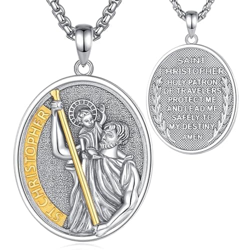 EUDORA 925 Sterling Silver Crucifix Pendant Necklace with Bible Verse Amulet