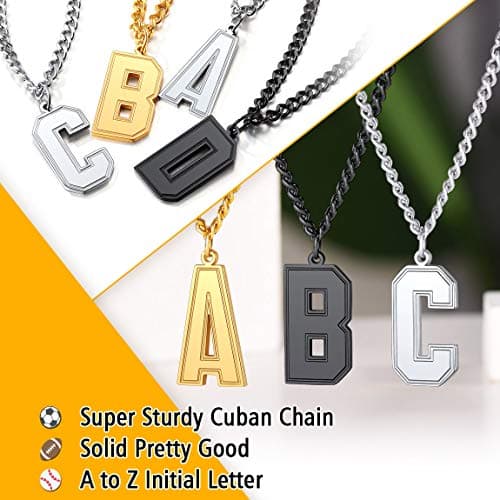 ChainsPro Monogram Letter Necklace - Adjustable 316L Stainless Steel/ Gold Plated/Black