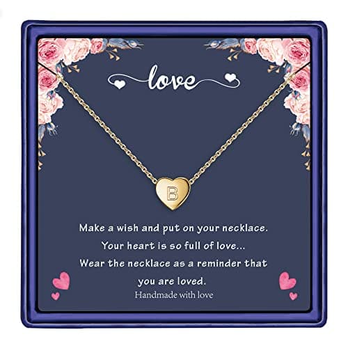 Hidepoo 14K Gold Filled Heart Initial Necklaces for Girls