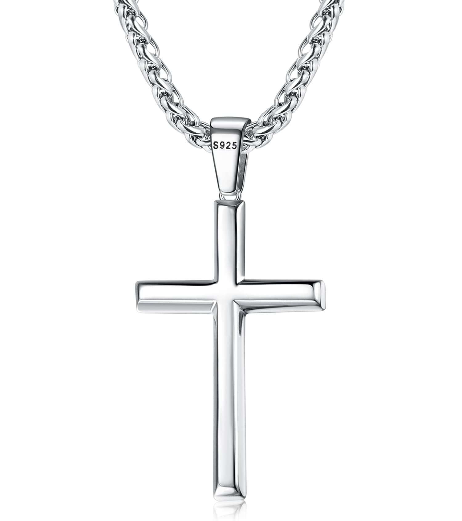 Tungary 925 Sterling Silver Cross Pendant Necklace for Men and Women