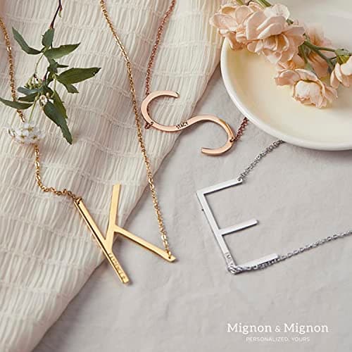 MignonandMignon Custom Initial Necklace for Women - Personalized Gift for Her, Best Friend or Mom