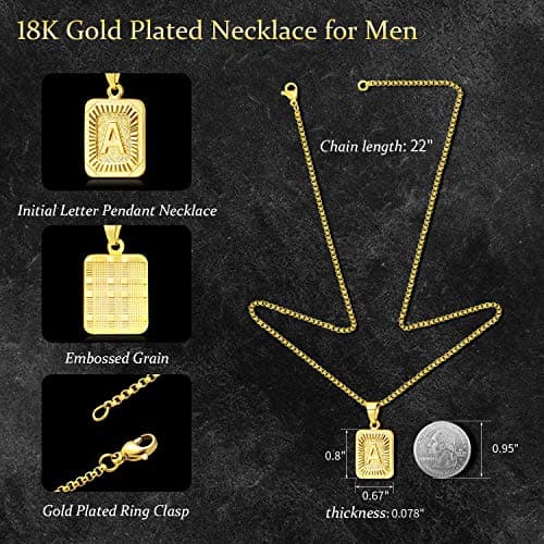 JSJOY 2024 Gold Initial Necklaces A-Z for Women Men Square Monogram Pendant