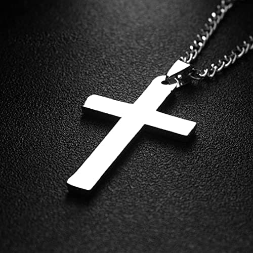 Bluelans 316L Stainless Steel Cross Pendant Necklace | Silver/Gold/Black Chain Easter Birthday Christmas Gifts