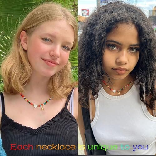 Colorful Beaded Initial Necklaces for Women: Handmade Personalized A-Z Gifts