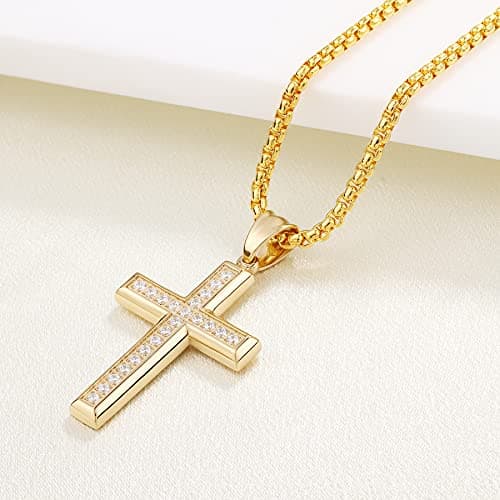 YL Men's 316L Stainless Steel Jesus Ankh Pendant Necklace