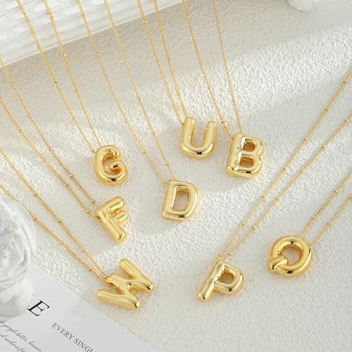 Coshilta Sterling Silver Balloon Initial Pendant Necklace for Women