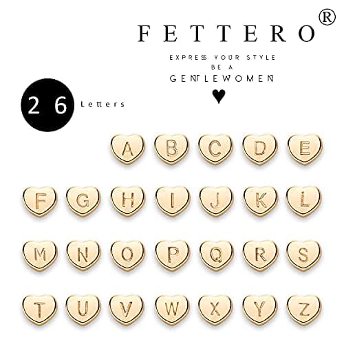 Fettero Tiny Gold Initial Heart Necklace for Women