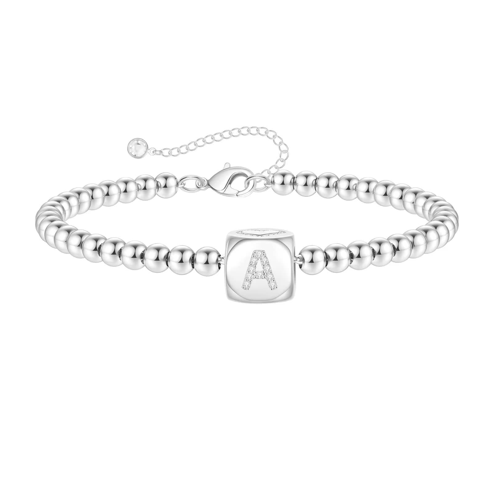 Yoosteel Trendy 14K Gold/Silver Plated Initial Bead Bracelet for Girls & Women