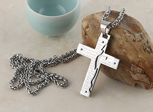 HZMAN Men's Stainless Steel Jesus Crucifix Pendant Necklace