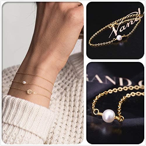 Aobei Pearl Gold Chain Bracelet for Women