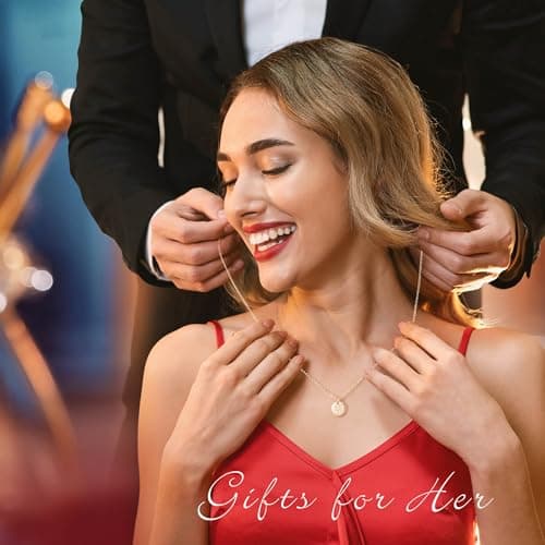 Hidepoo 14K Gold Filled Initial Disc Necklace - Birthday & Christmas Gifts for Girls & Women