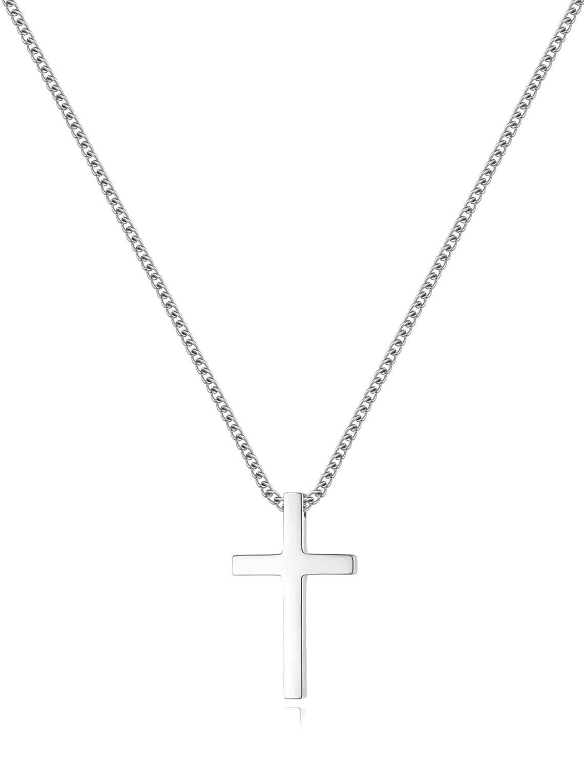 Black Gold Silver Cross Necklace for Boys & Men, Religious Jewelry Gifts