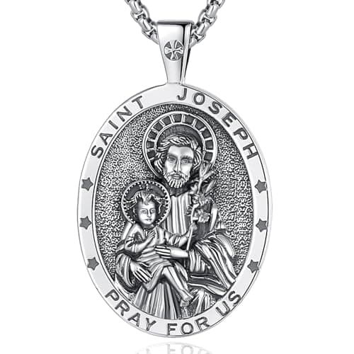 EUDORA 925 Sterling Silver Crucifix Pendant Necklace with Bible Verse Amulet