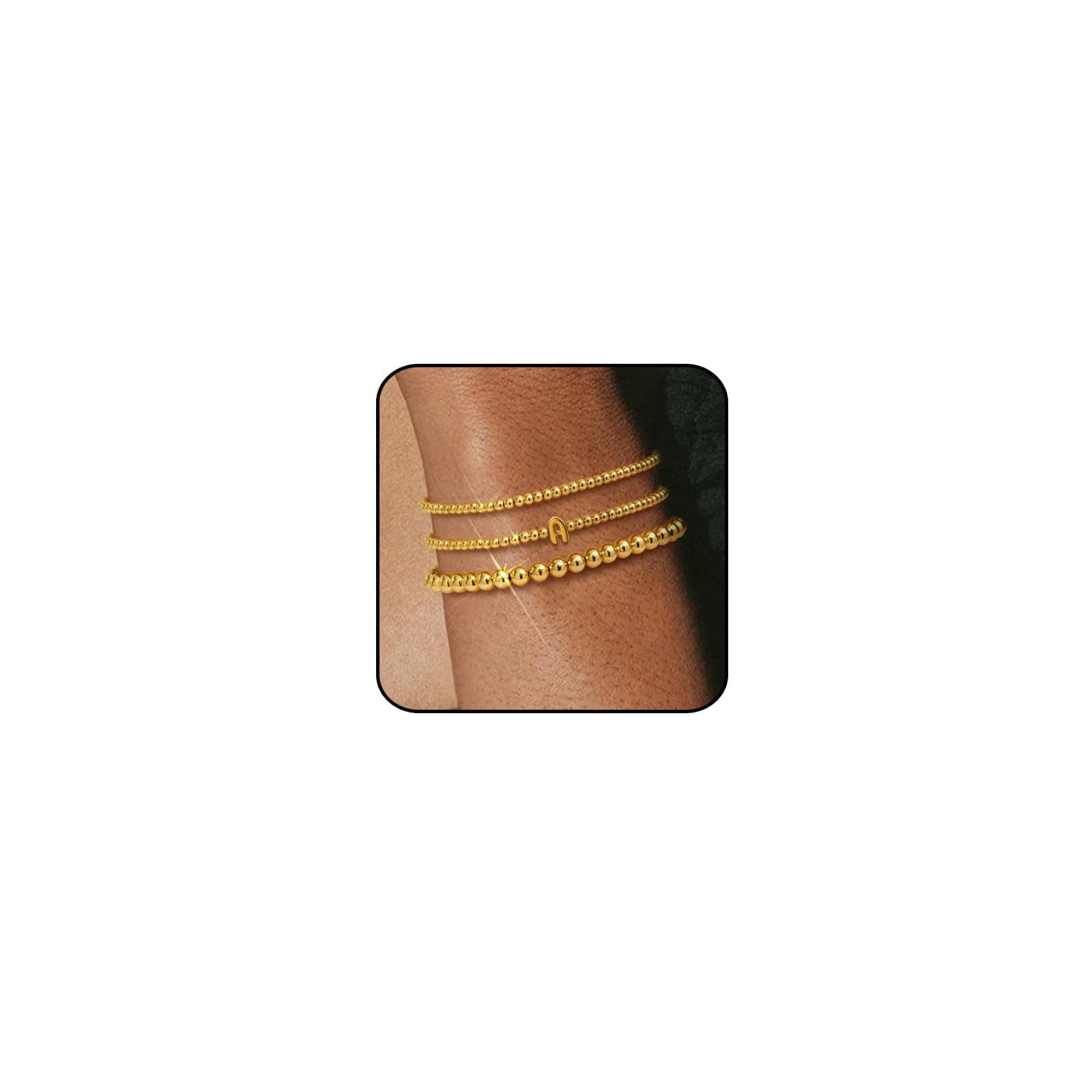 Kenivira Dainty 14K Gold Plated Layered Stackable Bracelets for Women