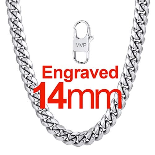 ChainsPro Men's Chunky Miami Cuban Chain Necklace, Gold Plated, 18-30 Inch Length