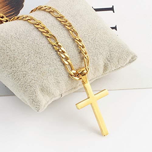 FZTN Gold Plated Figaro Chain Necklace for Men & Women, 18-26 Inch