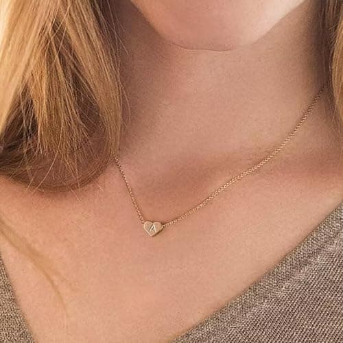 Turandoss Heart Initial Pendant Necklaces for Women 14K Gold Filled Gifts