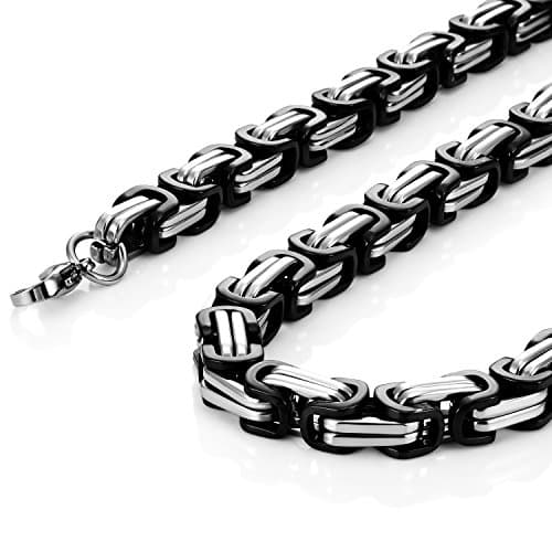 Stylish Mechanic Stainless Steel Men's Necklace - Silver & Black Chain (18,21,23 Inches)
