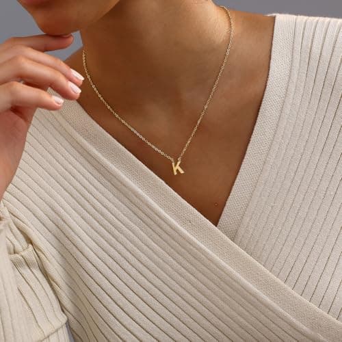 14k Gold Plated Initial Letter Choker Necklace for Women