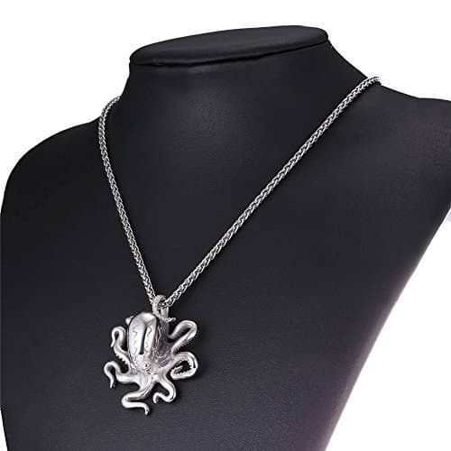 Stainless Steel U7 Skull Pendant Necklace - Gothic Punk Jewelry with 22-24 Inch Chain