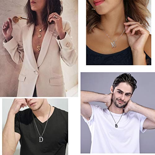 PROSTEEL Women's Trendy Gold Plated Black 316 Stainless Steel Initial Necklace, Adjustable 20-22"imentierten Mineralwass