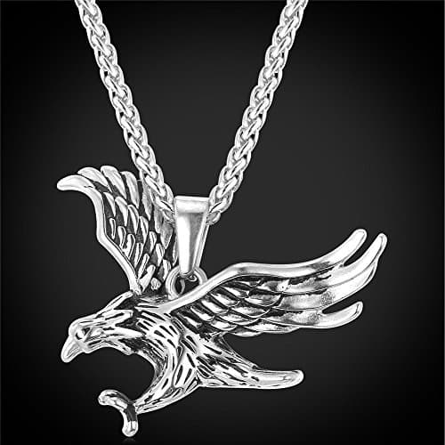 Retro Black Stainless Steel U7 Animal Pendant Necklace for Men & Women Cool Gift